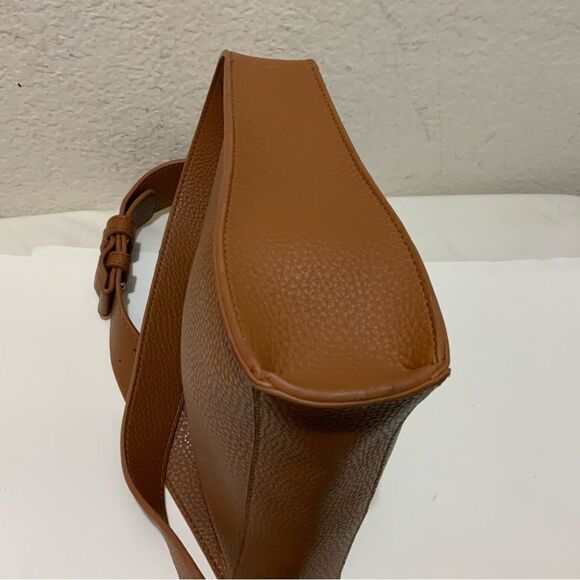 Anthropologie Remi And Reid Vegan Leather  Brown  Crossbody Bag top zip - Picture 14 of 16